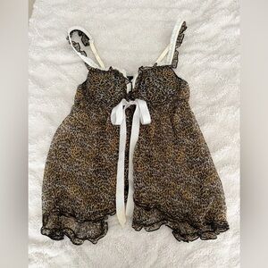 Victoria’s Secret Sexy Little Things Leopard Print Women's Babydoll Lingerie 36B
